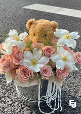 Mixed Rose With Cute Bear Fairy Light