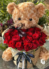 Mixed Rose With Cute Bear Fairy Light