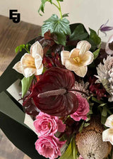 Seasonal Red & White - Mixed luxury Orchid Bouquet - Order Advance