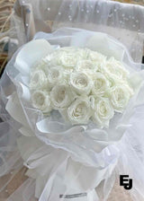 Fairy Light White Rose Bouquet